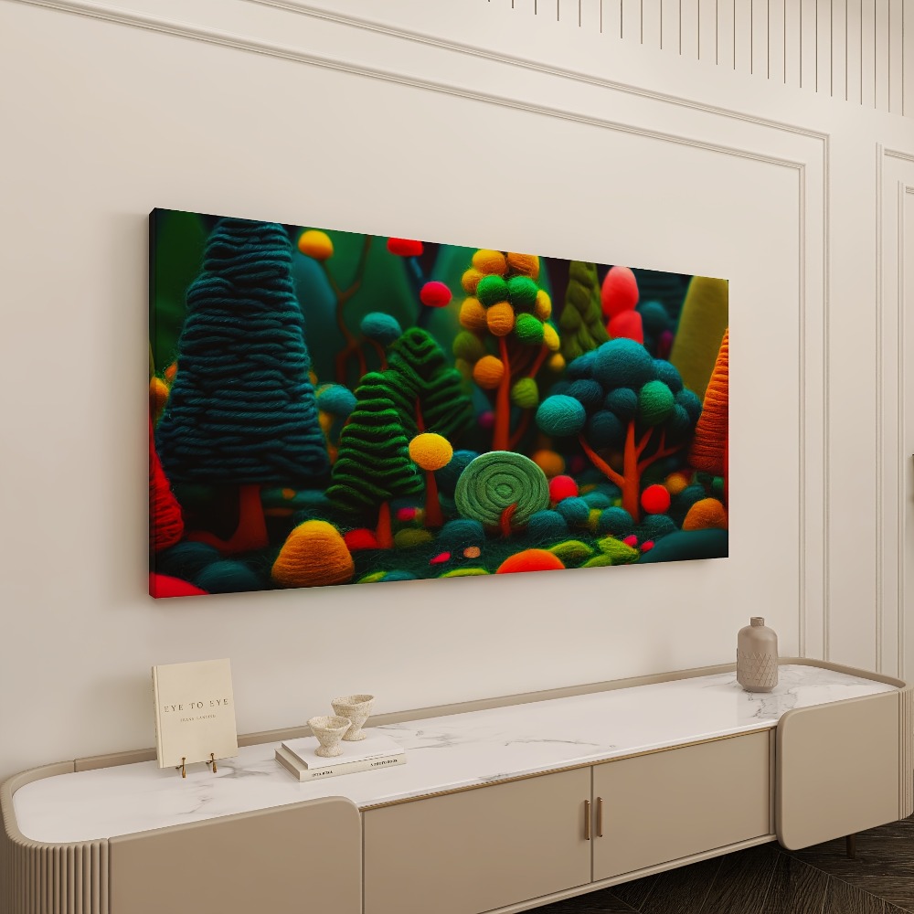 Lighting Interior Decor - An abstract green tree canvas wall
