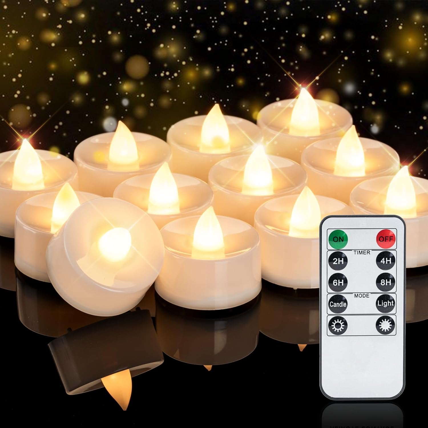 Decor Lighting Hours - 12pcs LED Tea Lights with Remote