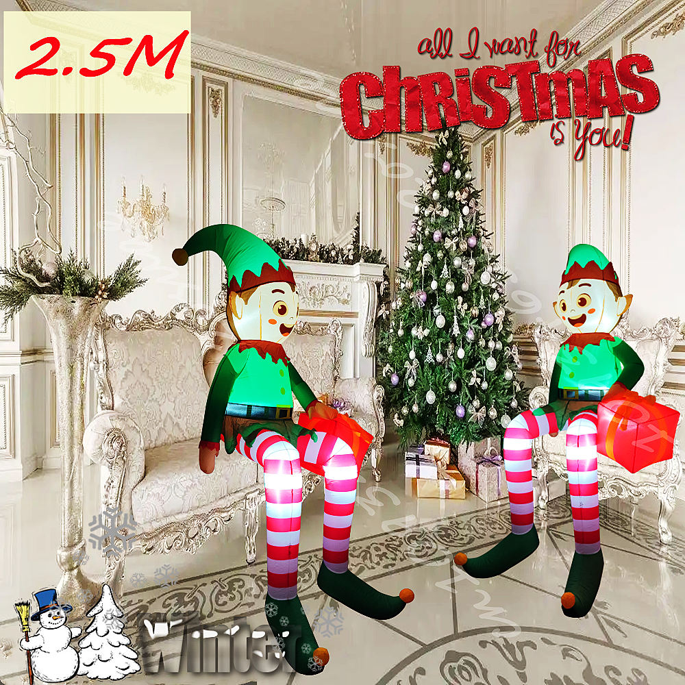 Santa'S Elves Holiday Lighting & Decor Llc - 2.5M/8.2FT Christmas Santa Inflatable Prop Elf