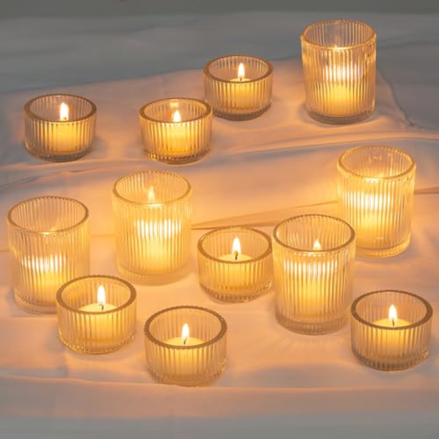 Vintage Lighting Decor - Clear Glass Votive Candle Holders: Small