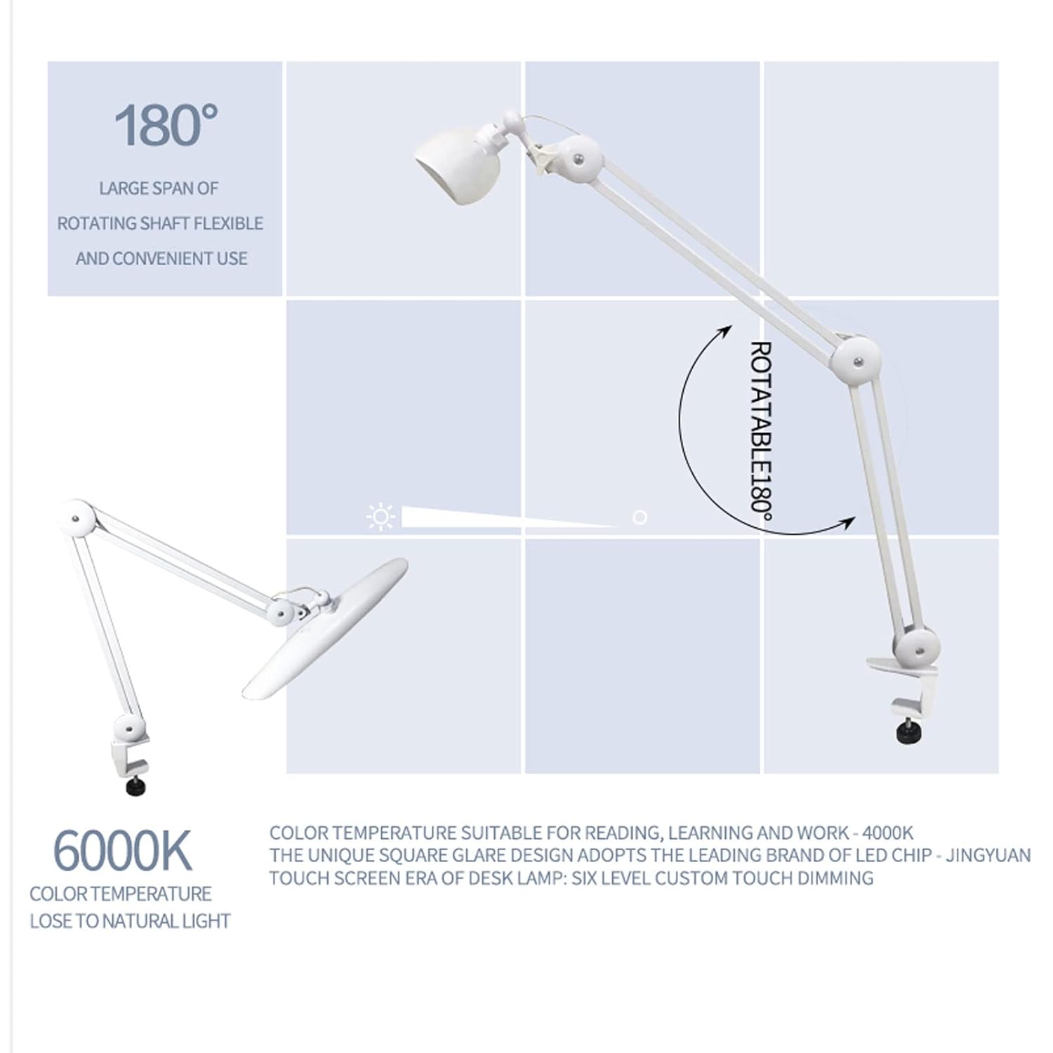 24W LED Desk Lamp with Clam 19 - огляд і ціна Office Lighting Decor
