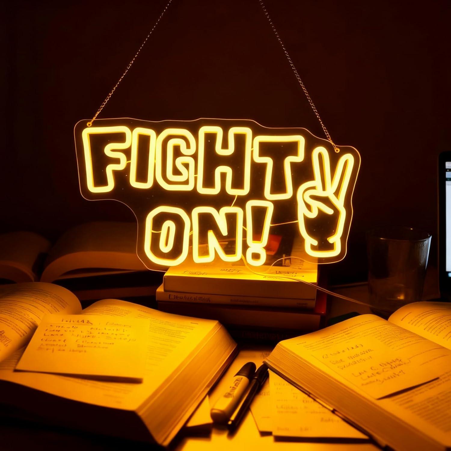 Fight On Neon Sign Victory Han - огляд і ціна Office Lighting Decor