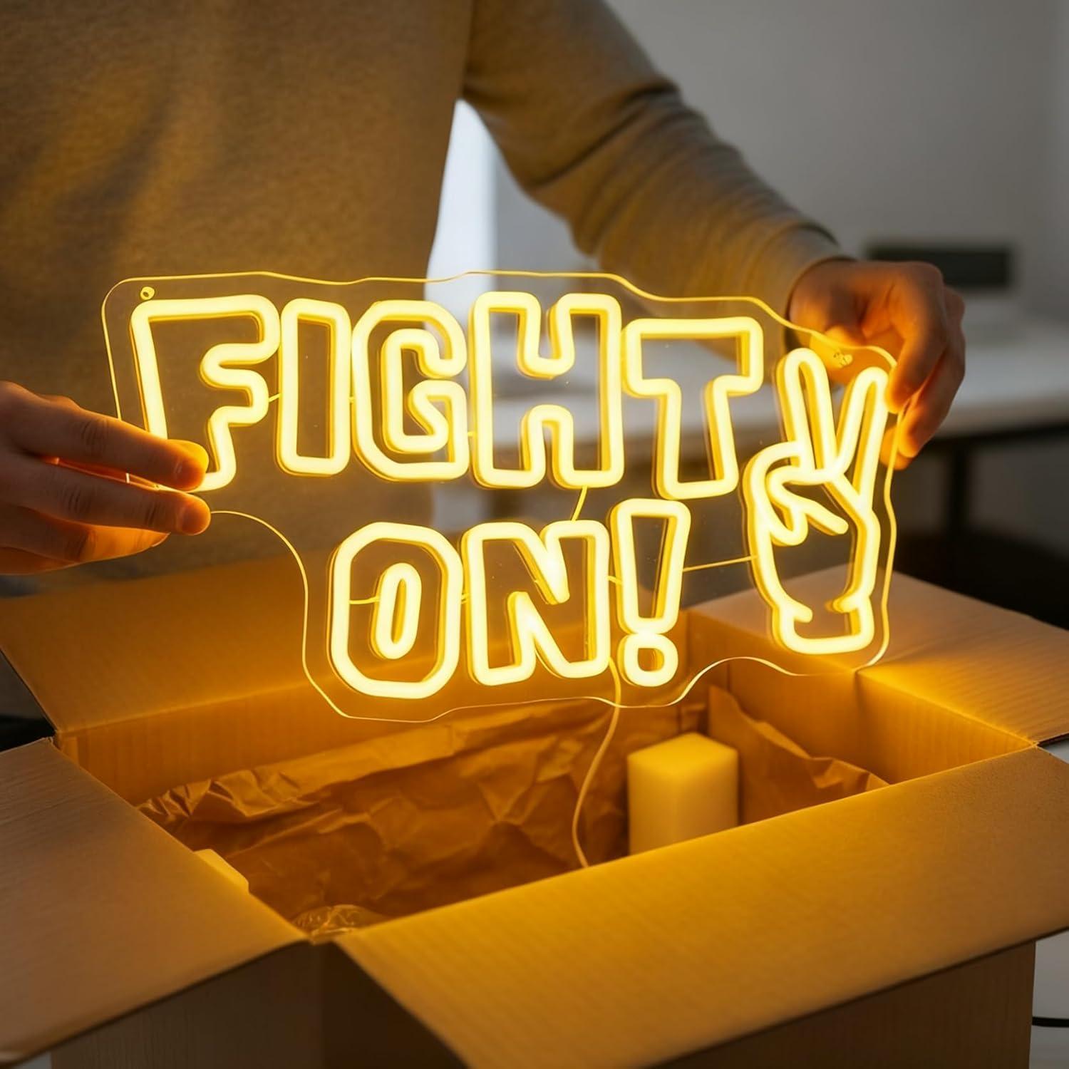 Fight On Neon Sign Victory Han - огляд і ціна Office Lighting Decor