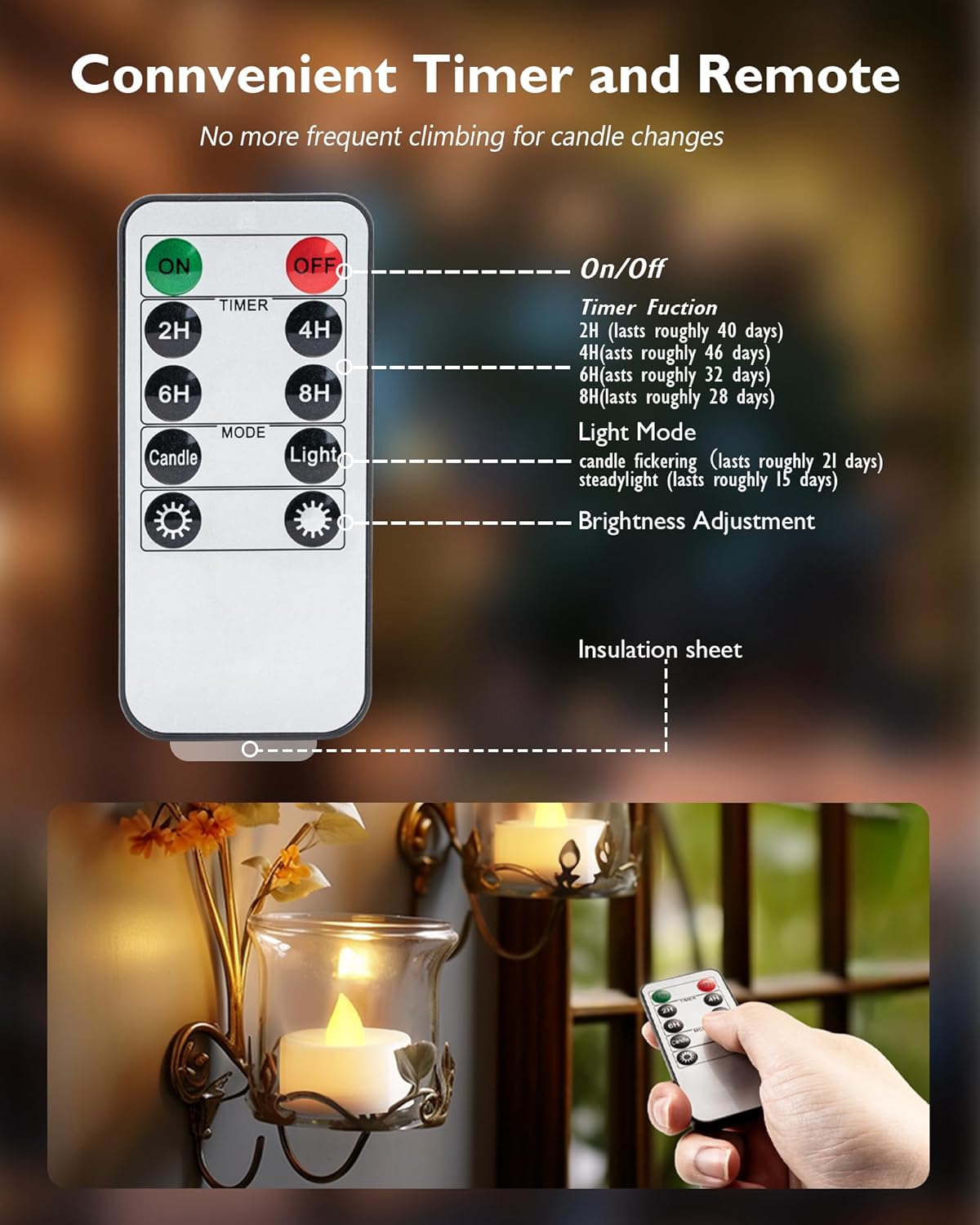 12pcs LED Tea Lights with Remo - огляд і ціна Decor Lighting Hours