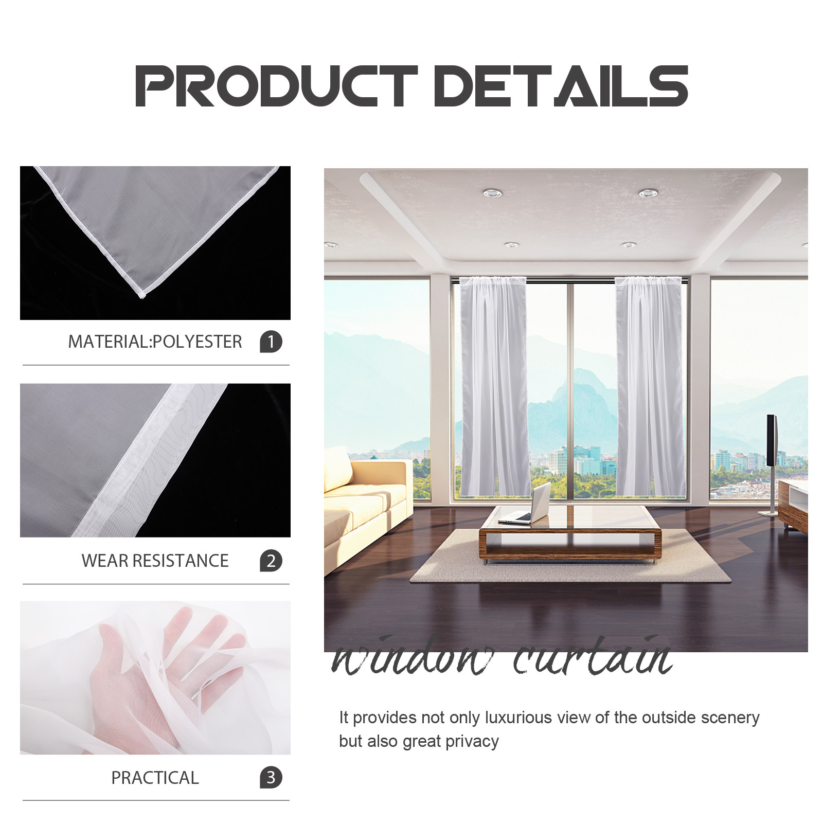 2Pcs Window Curtain Sheer Curt - огляд і ціна Lighting Interior Decor