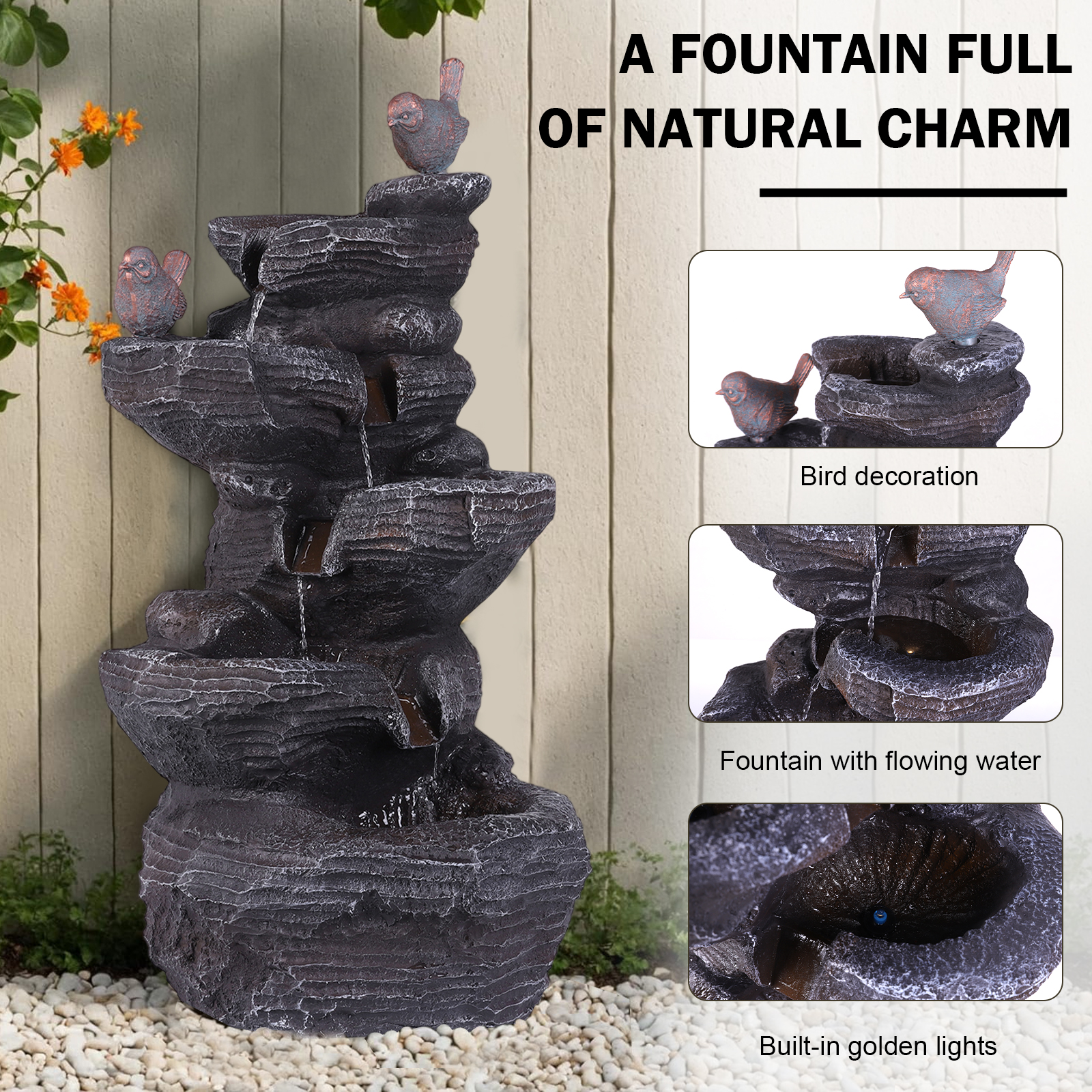 Resin Stone Imitation Waterfal - огляд і ціна Office Lighting Decor
