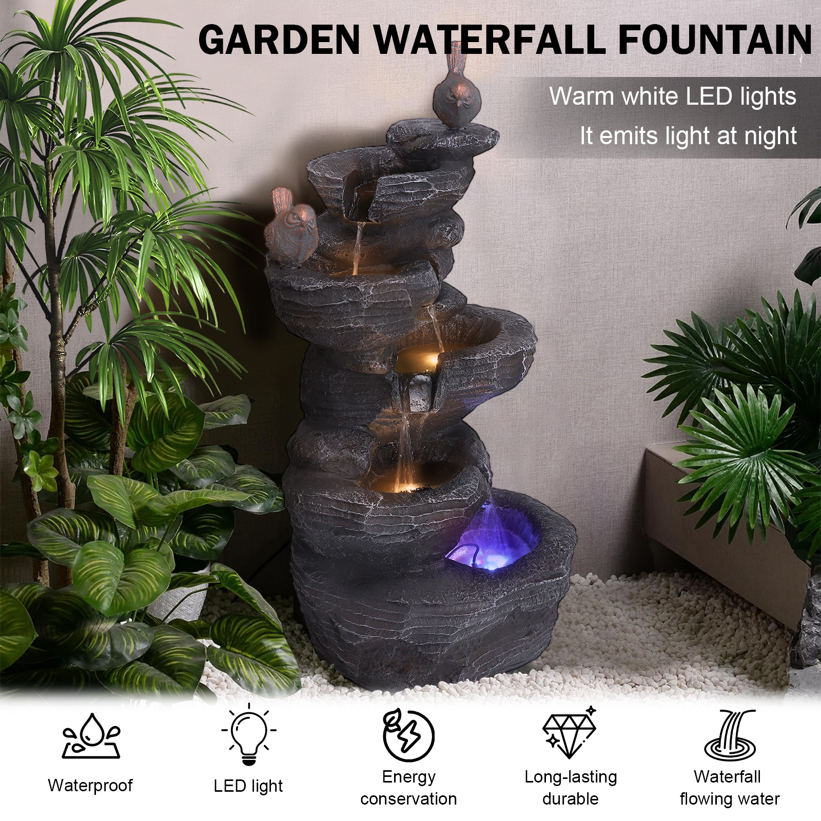 Resin Stone Imitation Waterfal - огляд і ціна Office Lighting Decor