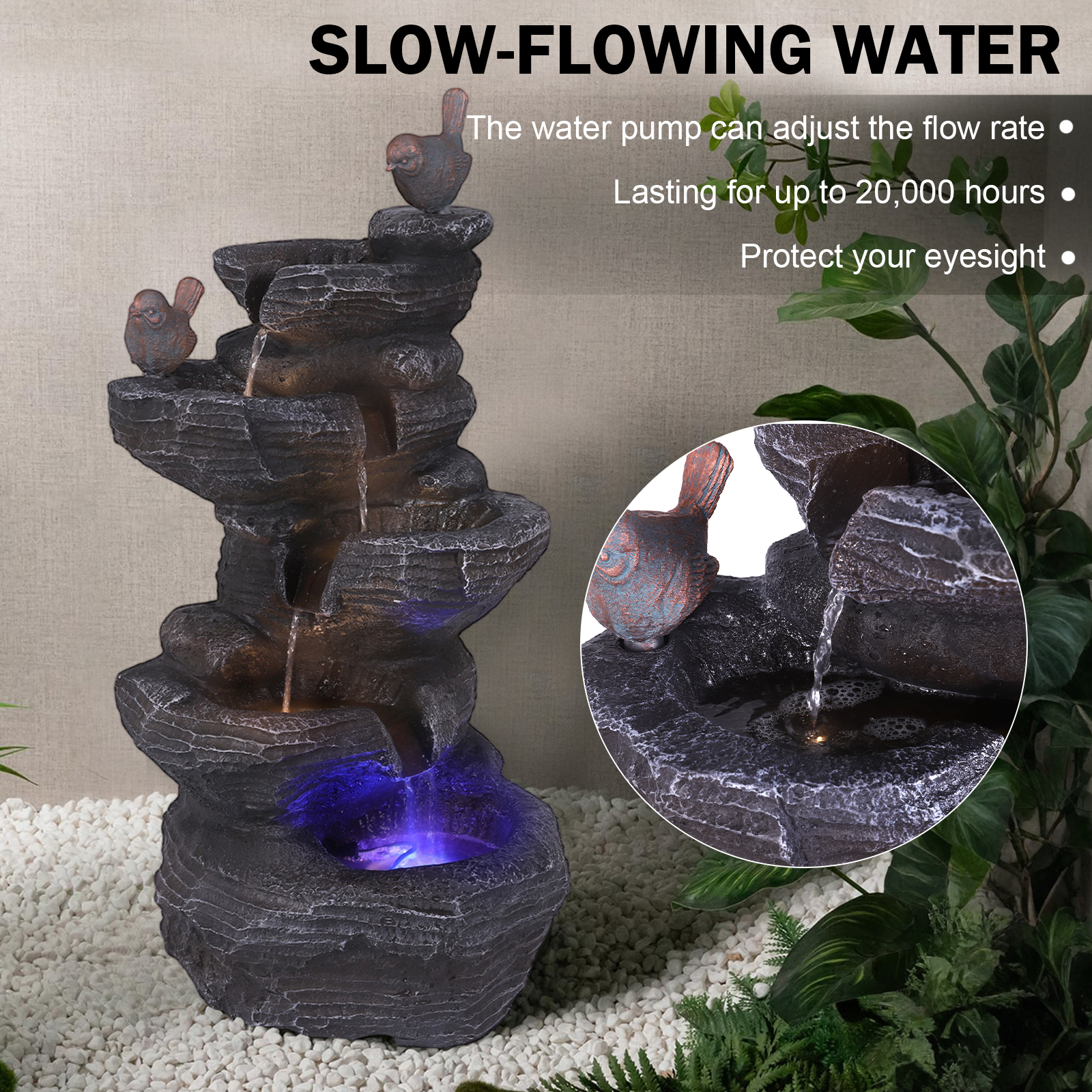 Resin Stone Imitation Waterfal - огляд і ціна Office Lighting Decor