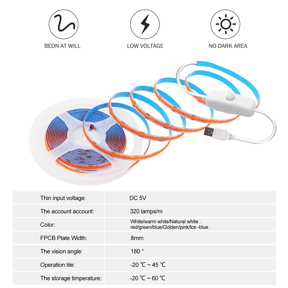 5V USB Swicth LED COB Light St - огляд і ціна Decor Lighting Hours