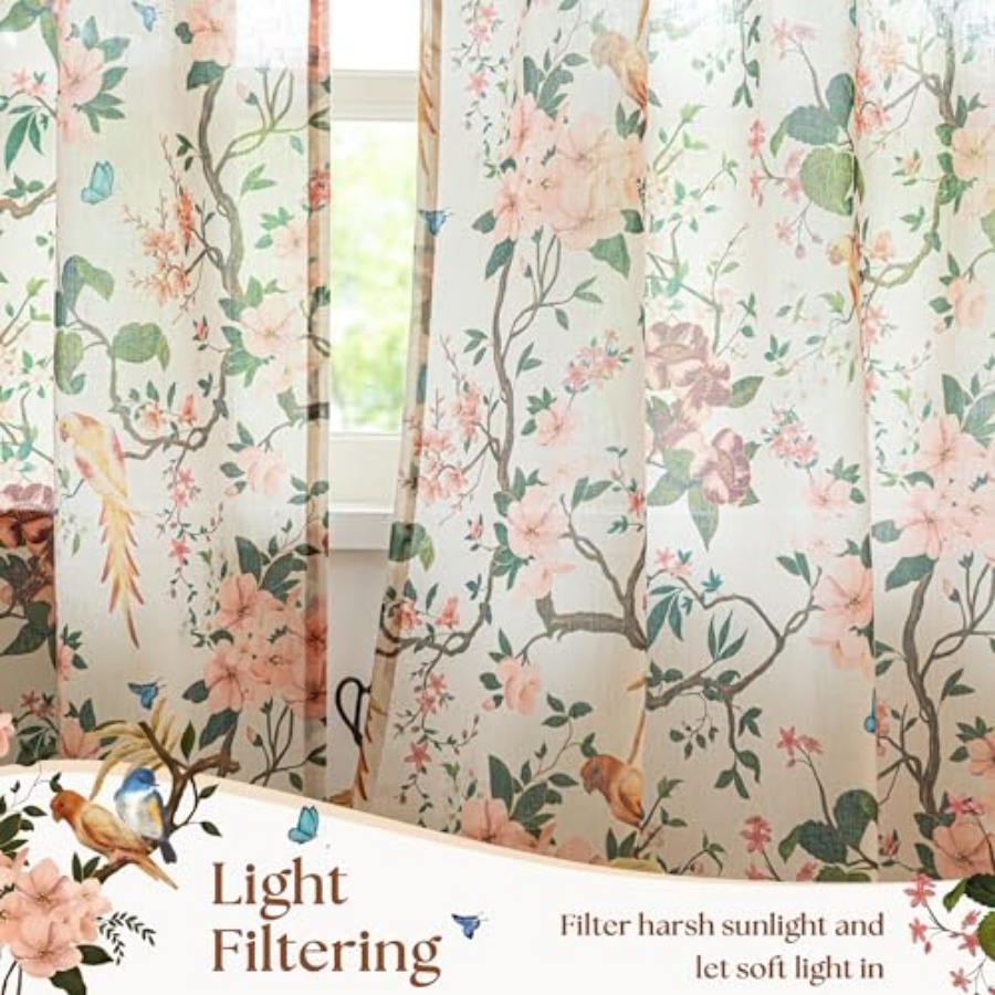 120 Inch Floral Bird Curtains  - огляд і ціна Vintage Lighting Decor