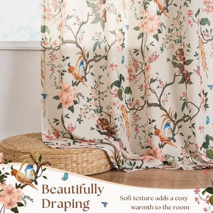 120 Inch Floral Bird Curtains  - огляд і ціна Vintage Lighting Decor