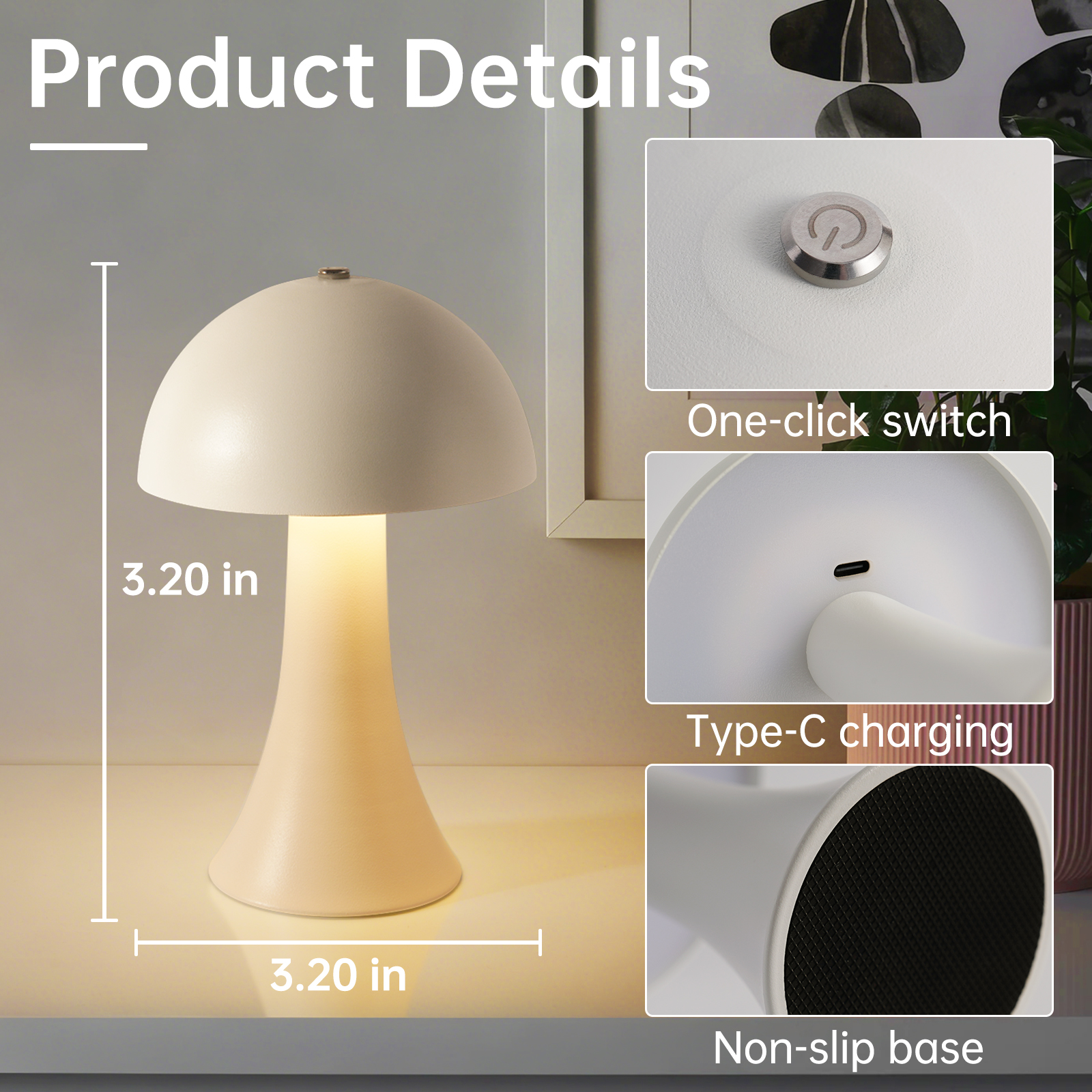 Rechargeable New LED Table Lam - огляд і ціна Mushroom Table Lamp