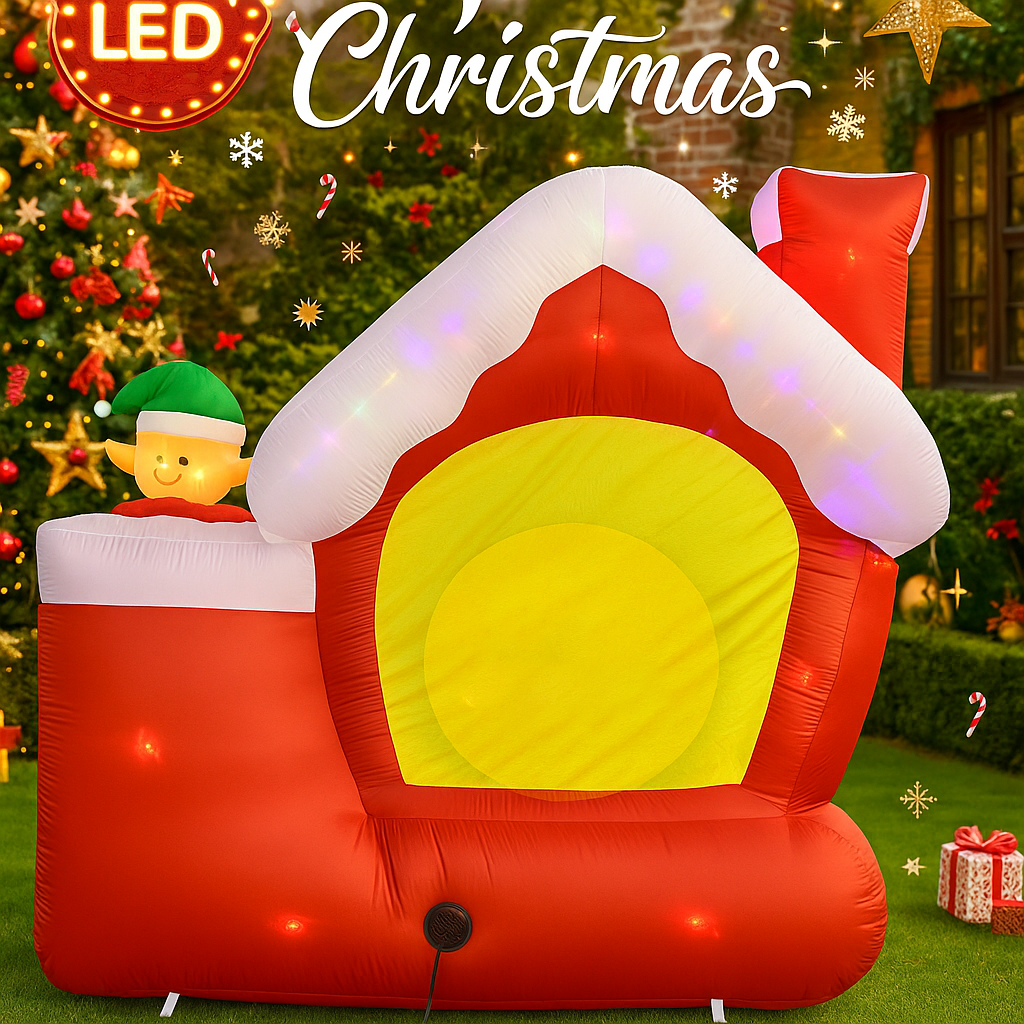 7FT Giant Christmas Inflatable - огляд і ціна Santa'S Elves Holiday Lighting & Decor Llc