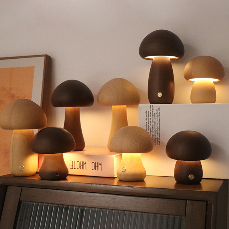 Claeted Wooden Mushroom Bedsid - огляд і ціна Mushroom Table Lamp