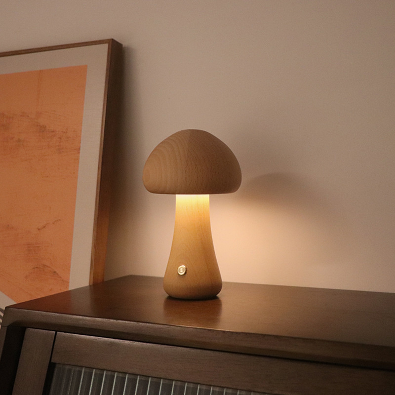 Claeted Wooden Mushroom Bedsid - огляд і ціна Mushroom Table Lamp