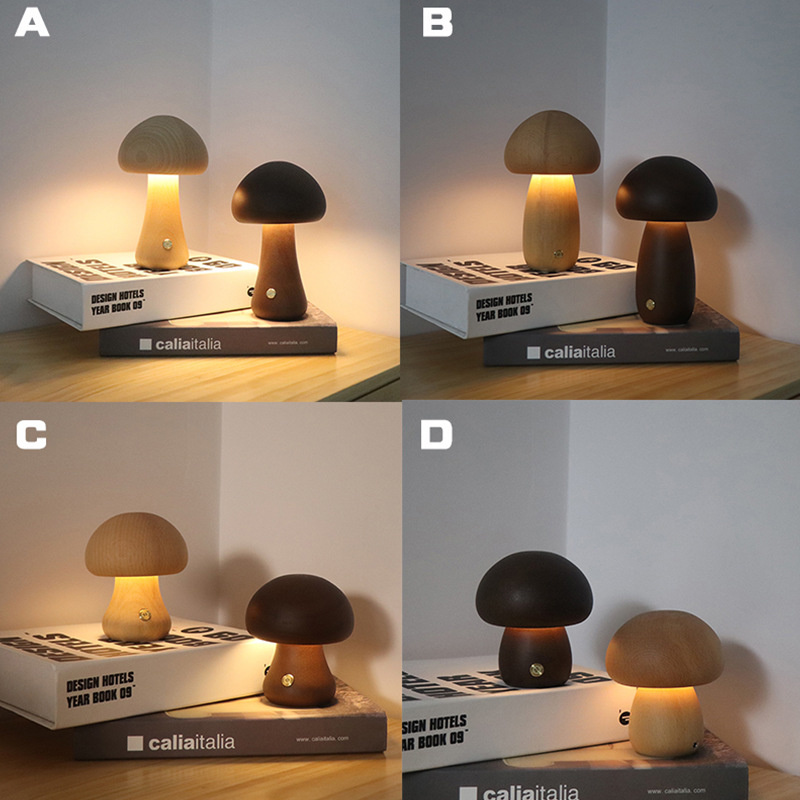 Claeted Wooden Mushroom Bedsid - огляд і ціна Mushroom Table Lamp