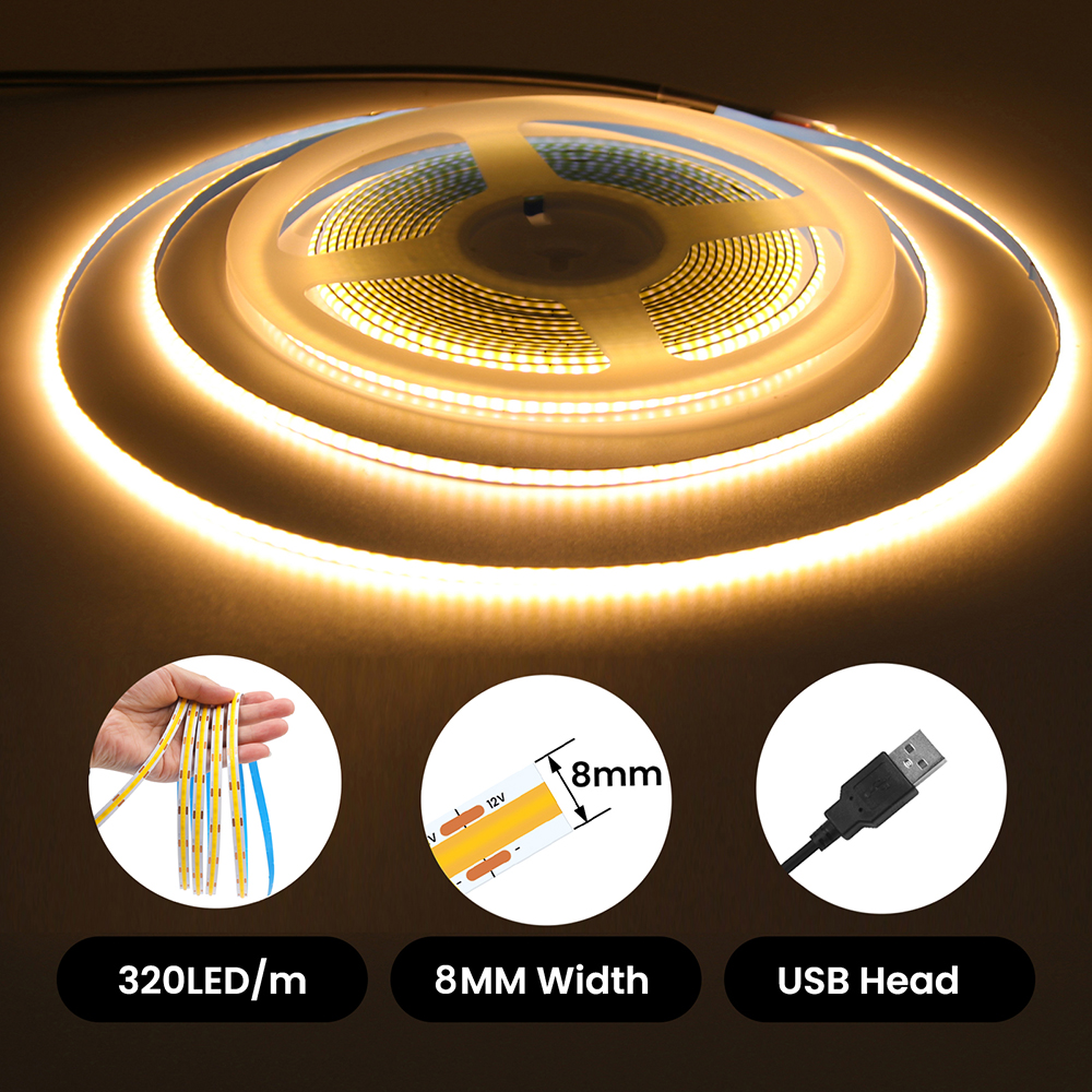 5V USB 3MM 5MM PCB COB LED Str - огляд і ціна Decor Lighting Hours